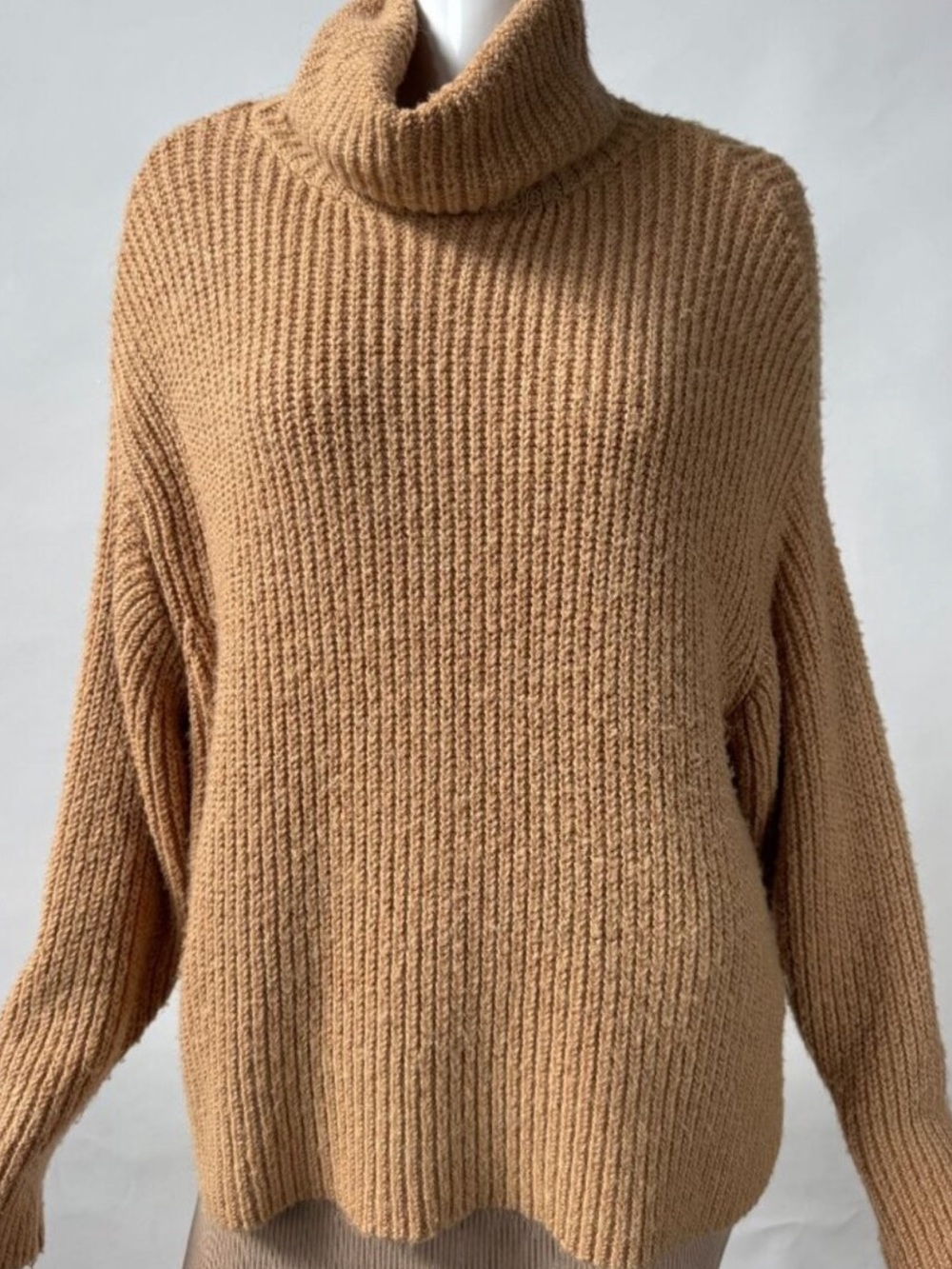 Zara Chunky Turtleneck Sweater in Camel Brown
